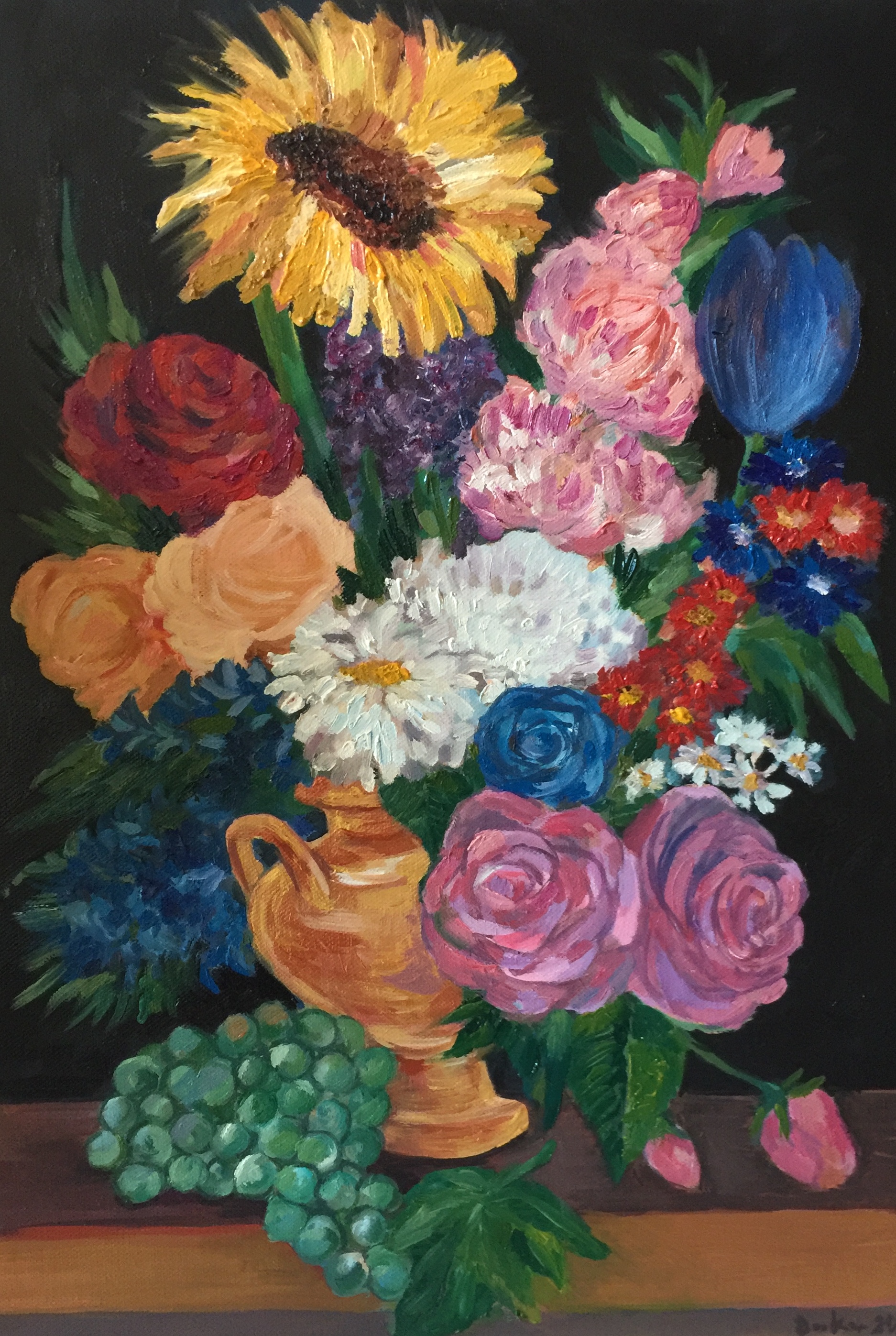 "Натюрморт с цветя", масл.бои в/у платно, художник Диляна Колева